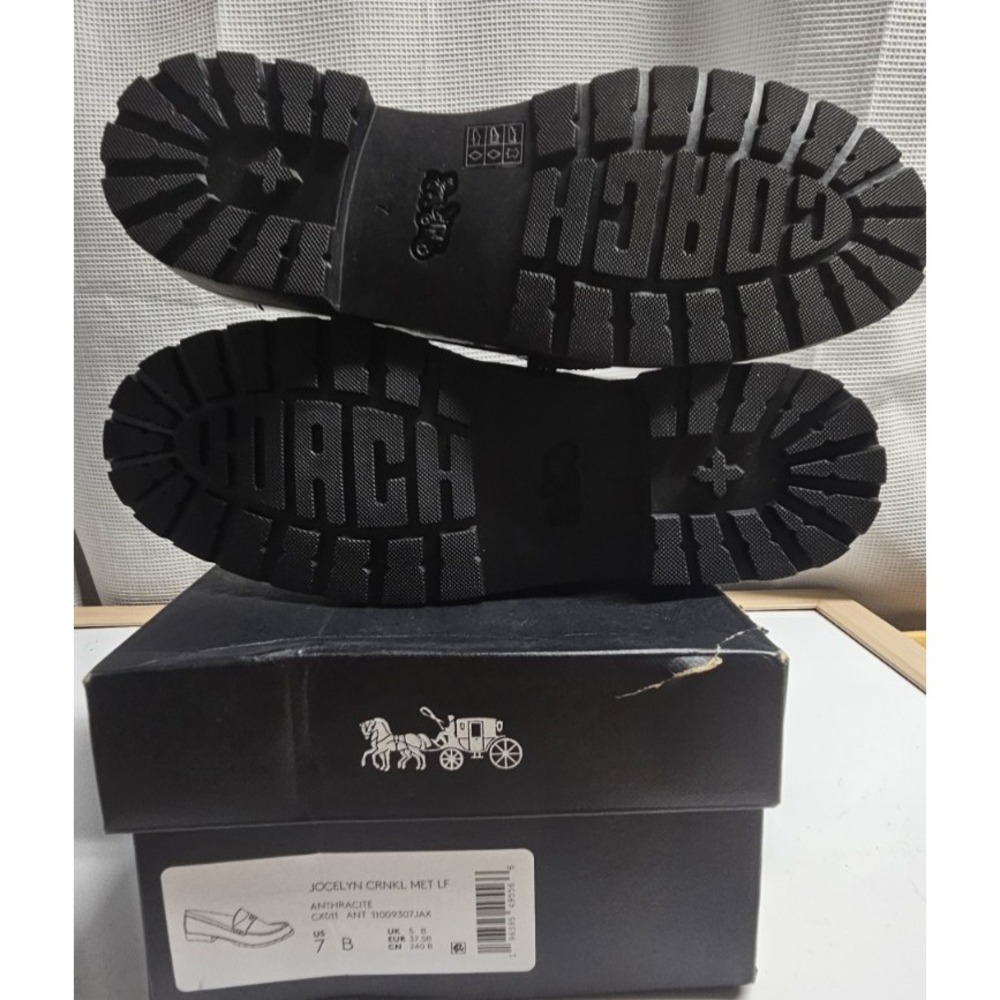 COACH Women's Jolene Loafer, Anthracite metallic leather upper ‎ woman Sz 7B - Picture 7 of 7